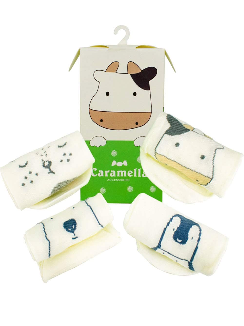 TANGDIAABBCC Aeiniwer Caramella Cotton Novelty Socks Animal Ankle Socks for Girls and Women Gift Set (Pack of 4)