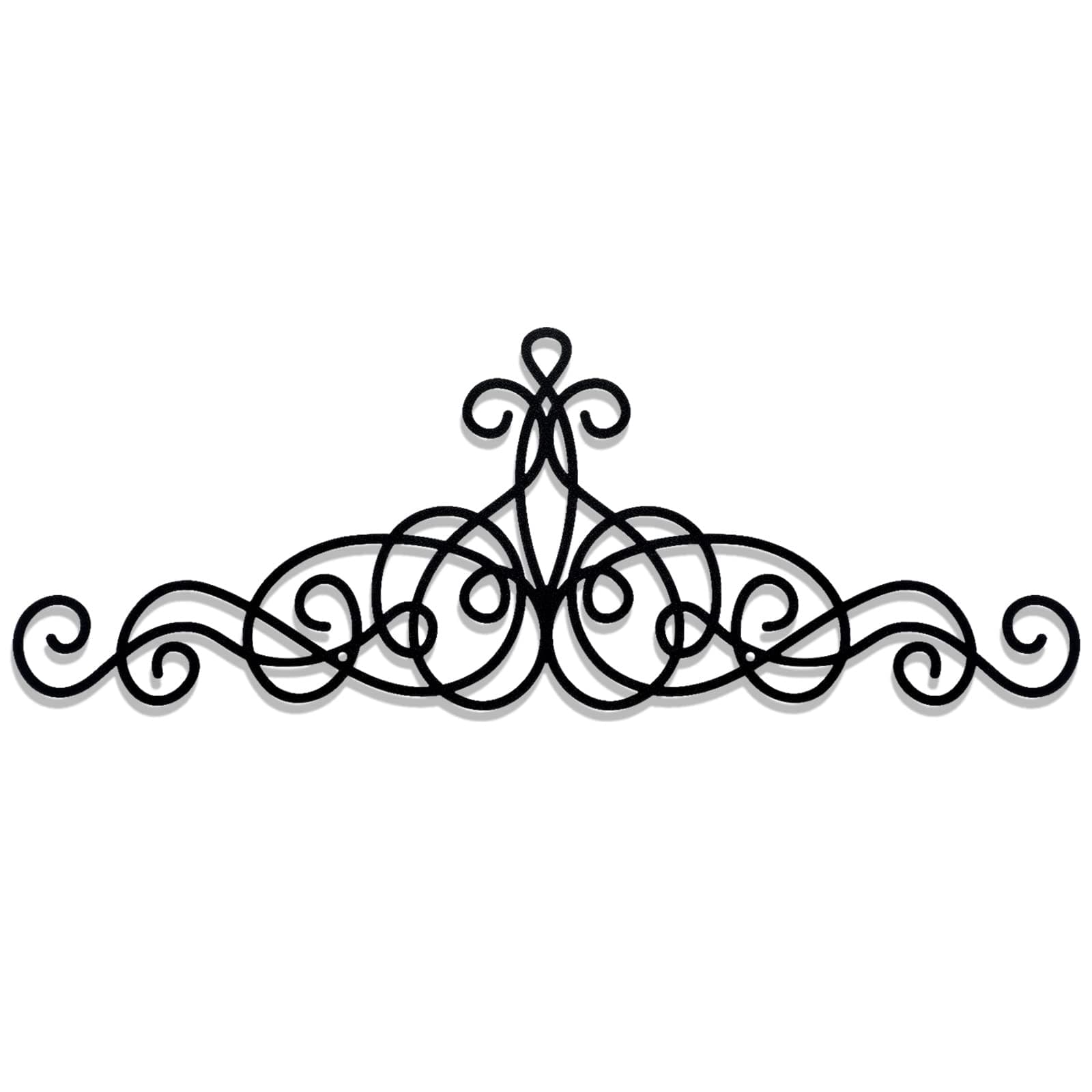 Zhengmy 15.7 x 5.5 Inch Rustic Metal Scroll Wall Art Decor Black Wrought Iron Wall Decor for Home Living Room Bedroom Doorway Over Bed/TV Long Narrow Hanging Ornaments