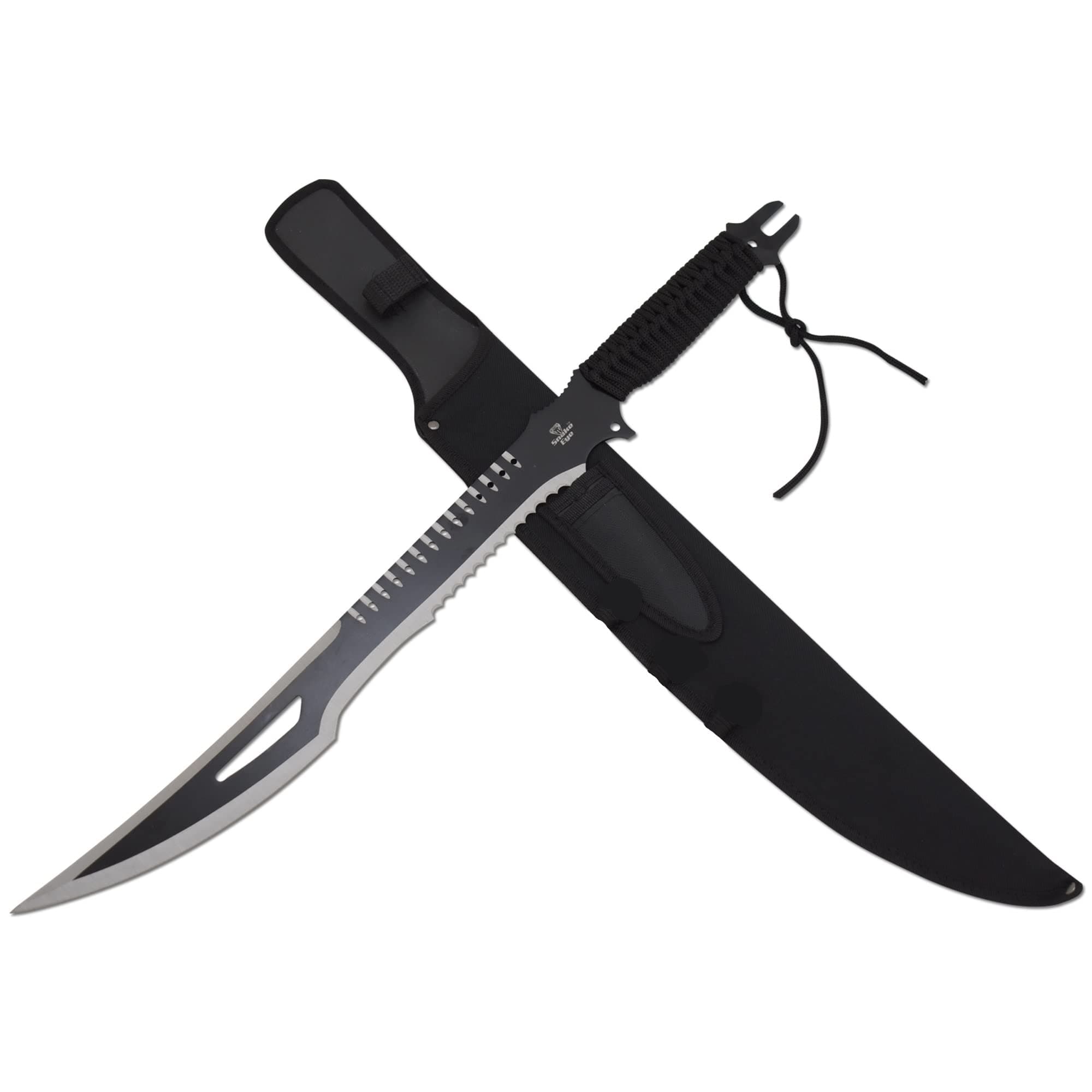 Fantasy Sword w/Nylon Sheath Machete Outdoors Camping (027, Black)