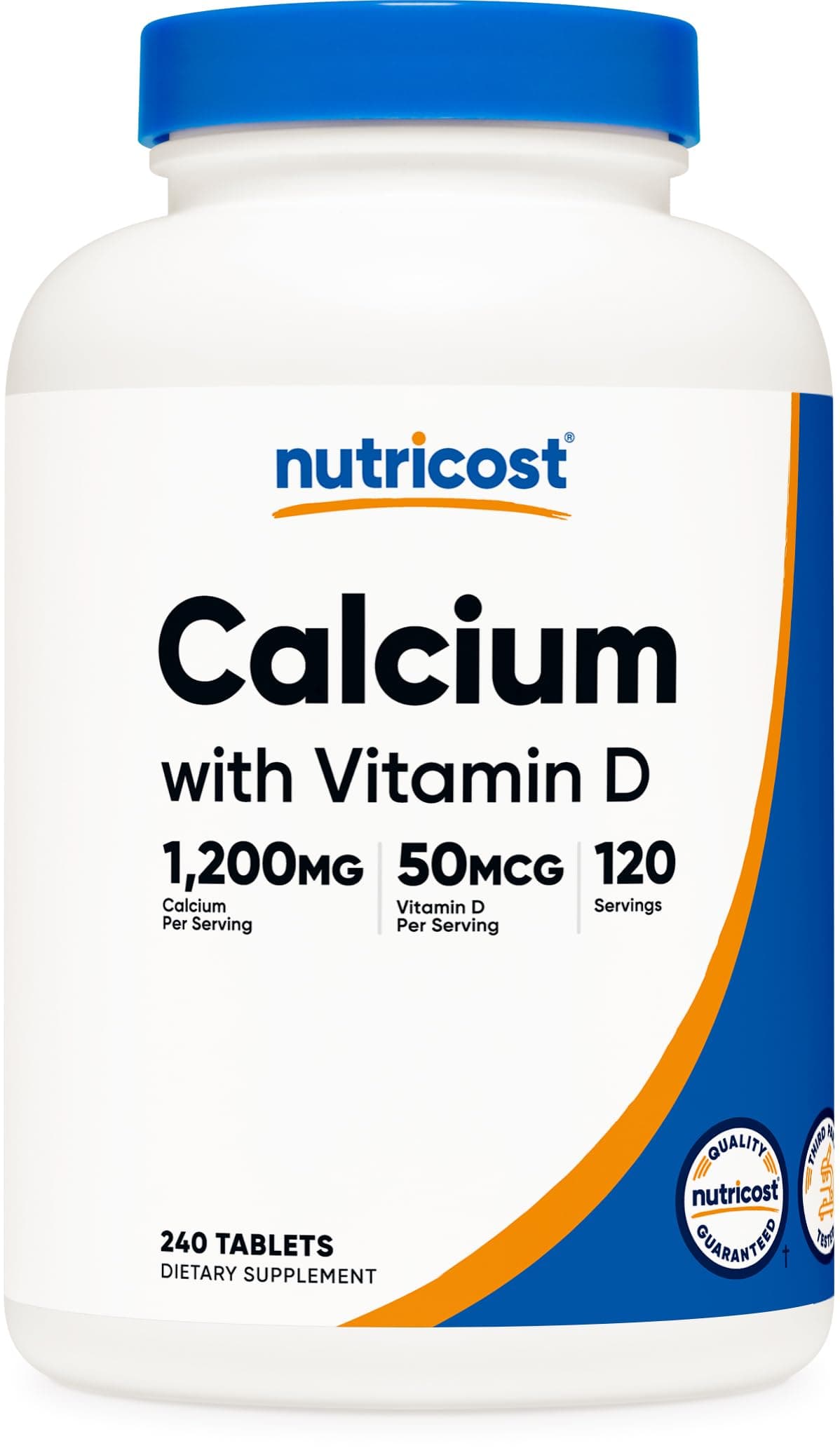 Nutricost Calcium (1200 mg), Vitamin D3 (50 mcg), 240 Tablets Non-GMO, Gluten Free