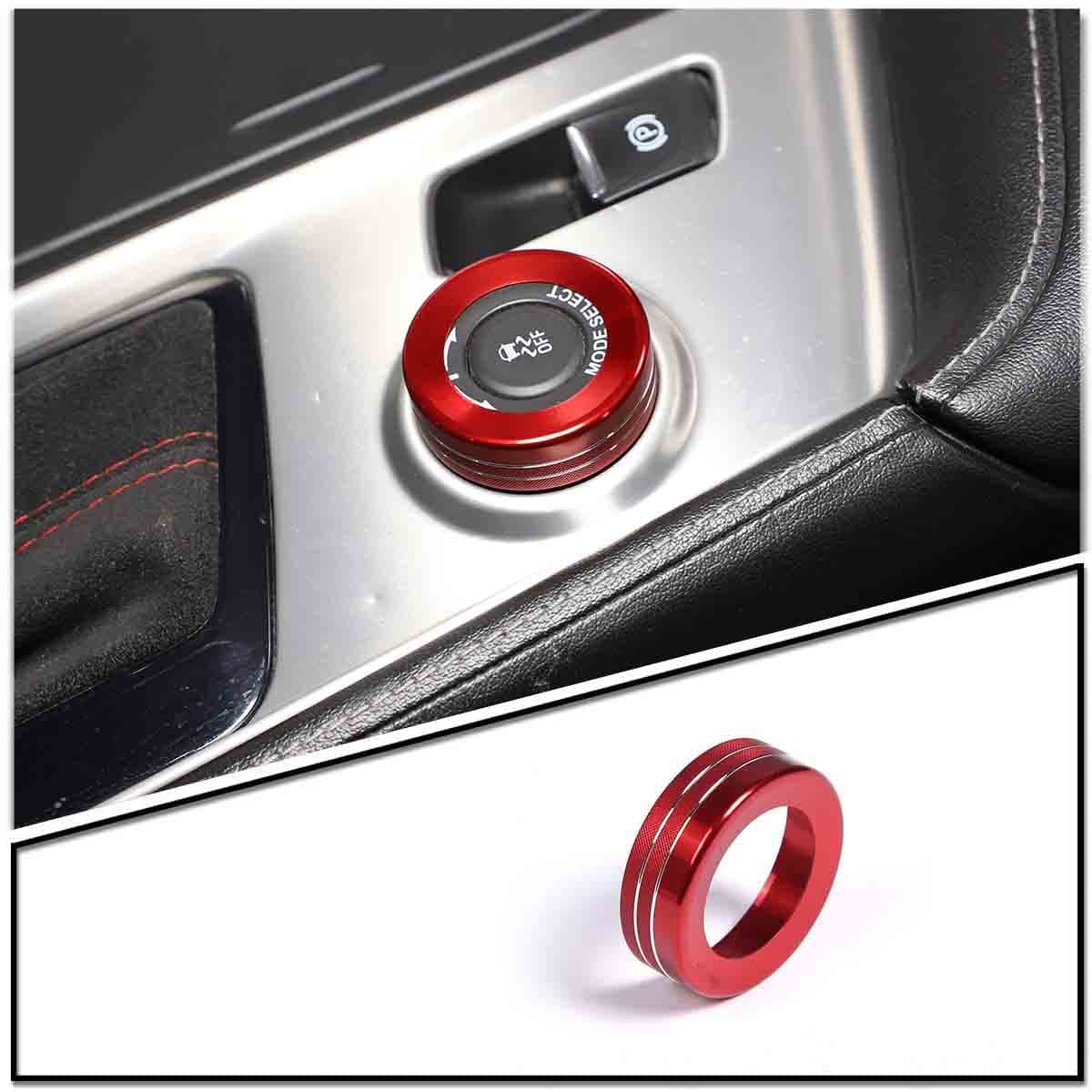 TINKI Car Instrument Brightness Adjustment/Dial Rod Decoration Ring for 2014-2019 Chevy C7 Corvette Aluminium Trim Interior Accessories (Driving Mode Knob Ring 1 Piece, Red)
