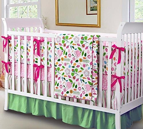 Baby Crib Set Newborn Bedding Set Baby Nursery Crib Bumper Quilt Fitted Sheet...