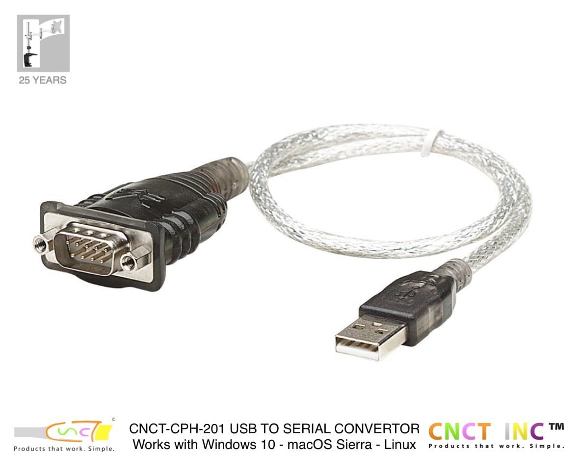 CNCT USB Serial (USB to RS232 Adapter) with LED Light - Compatible with Mac OSX Sierra - Linux - Windows 10