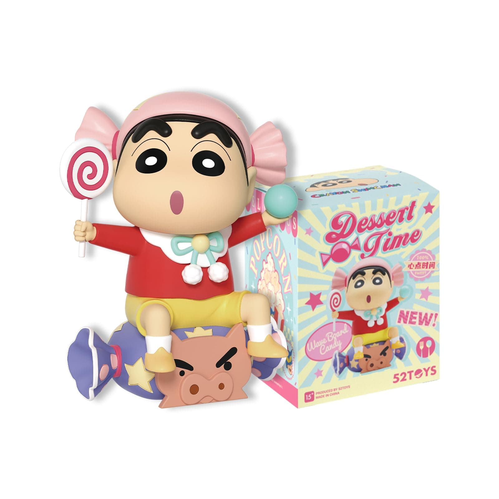 52TOYS Crayon Shinchan Dessert Time Blind Box, 1PC Action Figure Collectible Toy Kawaii Creative Gift Room Decor Desktop Decoration 3.3 Inch, Gift for Birthday Party