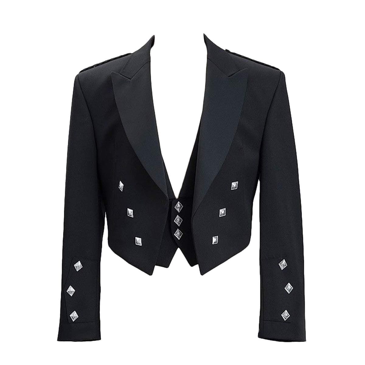 Men's Prince Charlie Kilt Jacket and Waistcoat in Black - Traditional Formal Attire for Events & Weddings