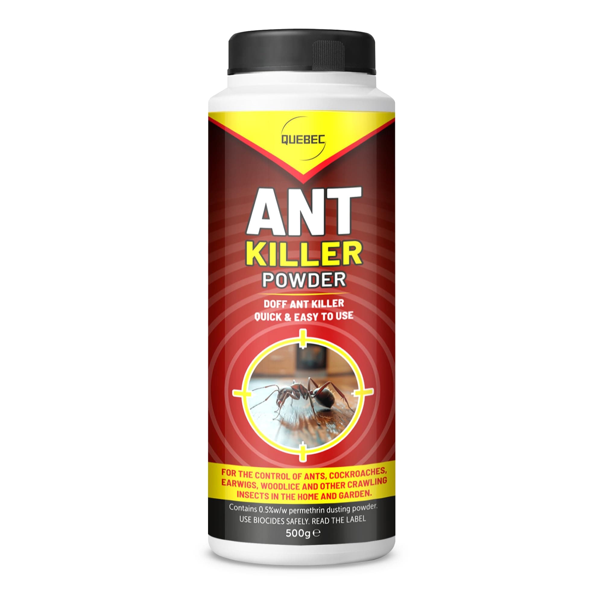Quebec Ant Killer Powder 500g – Powerful Crawling Insect Killer Dust – Kills Ants, Cockroaches, Woodlice & Earwigs – Indoor & Outdoor Pest Control