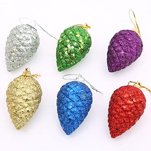 Christmas tree decorated with colorful pine cones