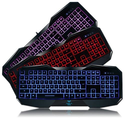 Alua HIGHOT Befire 3 Colors LED Backlight Backlit Multimedia Gaming Keyboard Illuminated Ergonomic Wired USB Keyboard