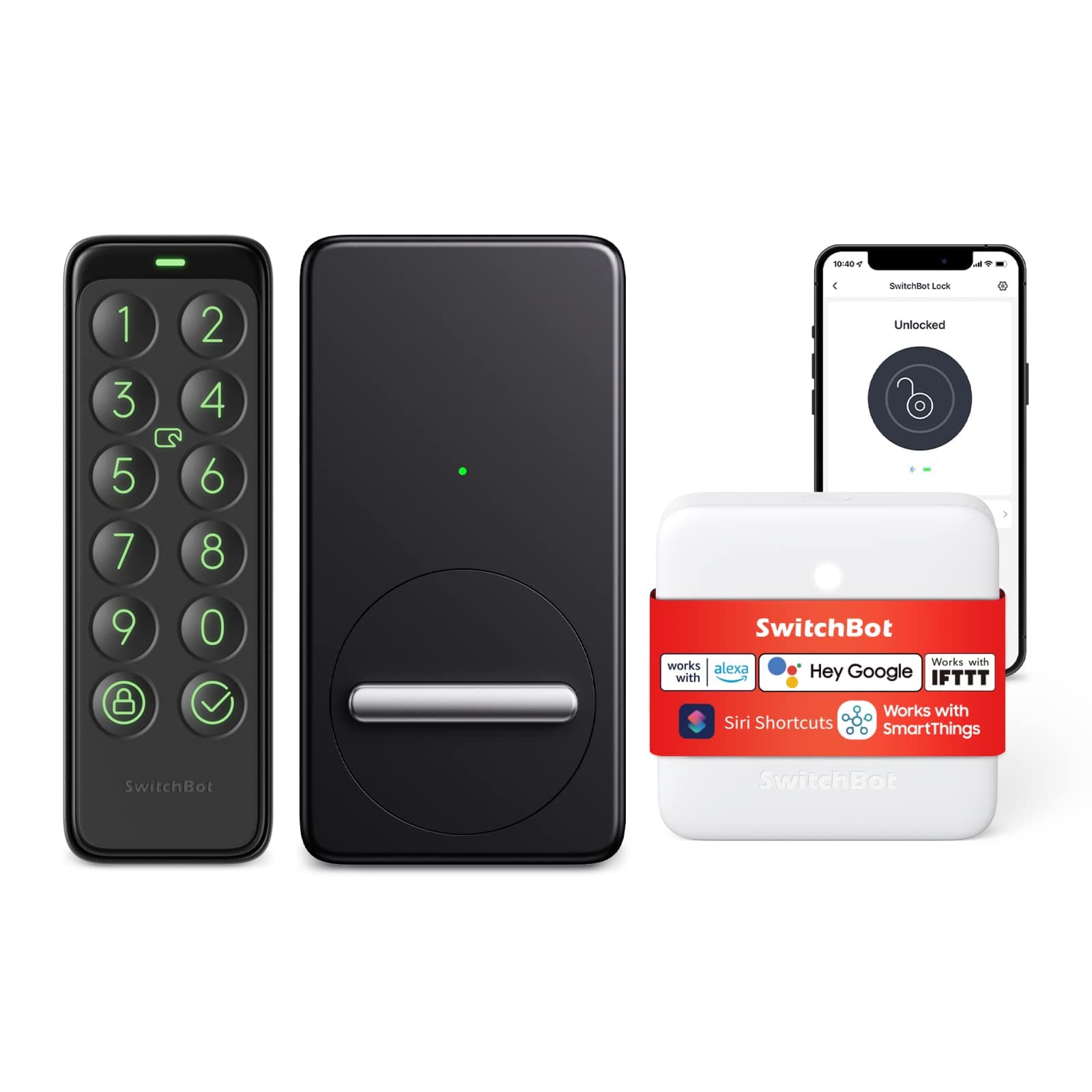 Fingerprint Smart Lock for Existing Deadbolt with Keypad and Hub Mini – Keyless Entry, Password & NFC Card, Auto-Lock, App Control, Alexa Siri Google Compatible