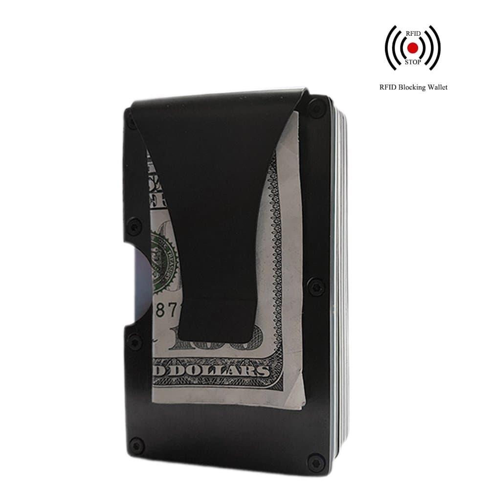 Aluminum Slim Minimalist Metal Wallet, Front Pocket Credit Card Case Holder with Money Clip RFID Blocking for Men and Women