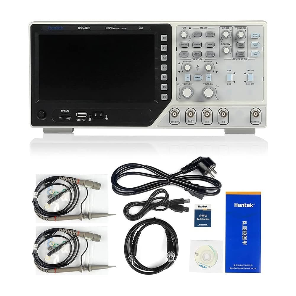 HantekDSO4072C 70MHz 2 Channel Digital Oscilloscope +100MHz Bandwidth+1GSa/s Sample Rate + 1CH Arbitrary/Function Waveform Generator + Synchronizing Signal + External Trigger