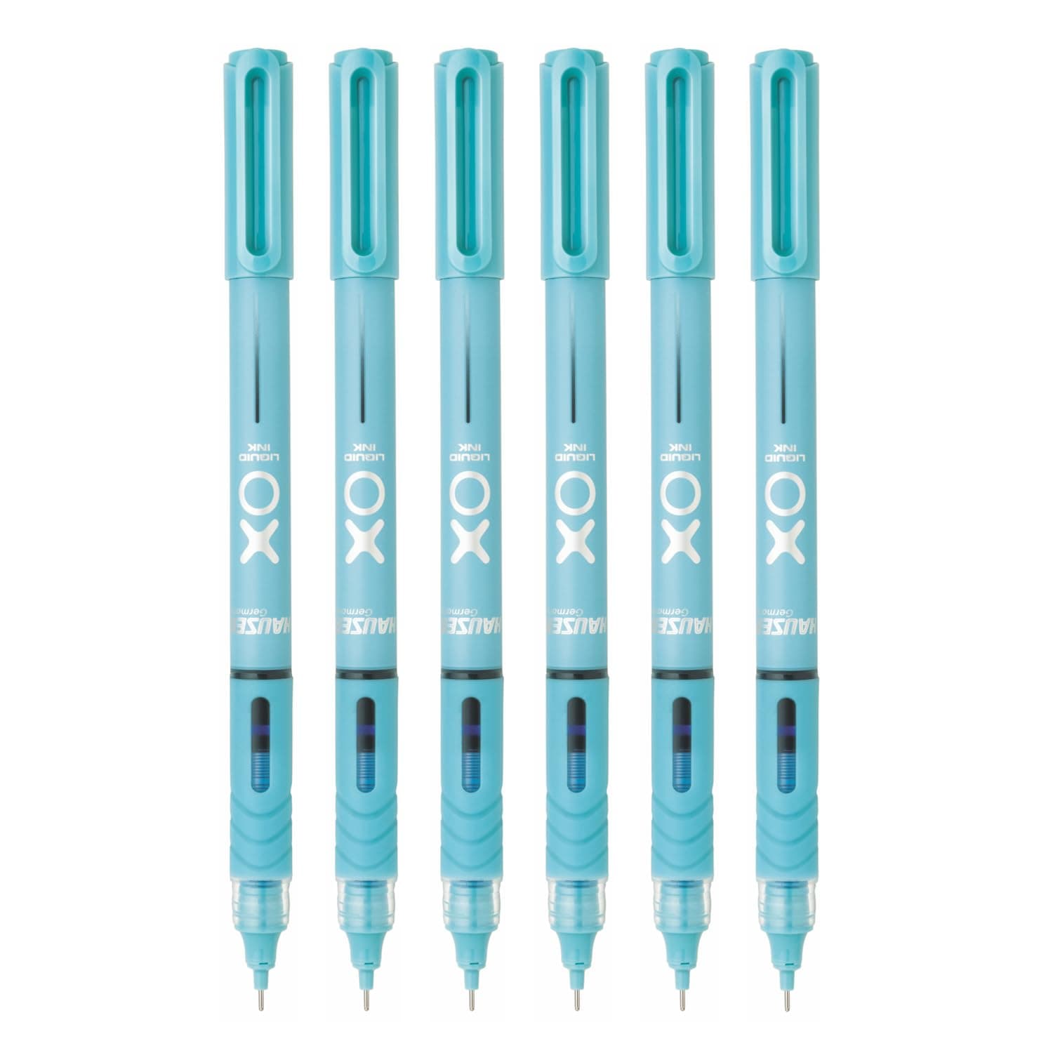 Hauser Germany XO 0.7mm Liquid Ink Roller Pen | Smooth & Consistent Ink Flow | Blue Ink, Pack of 6