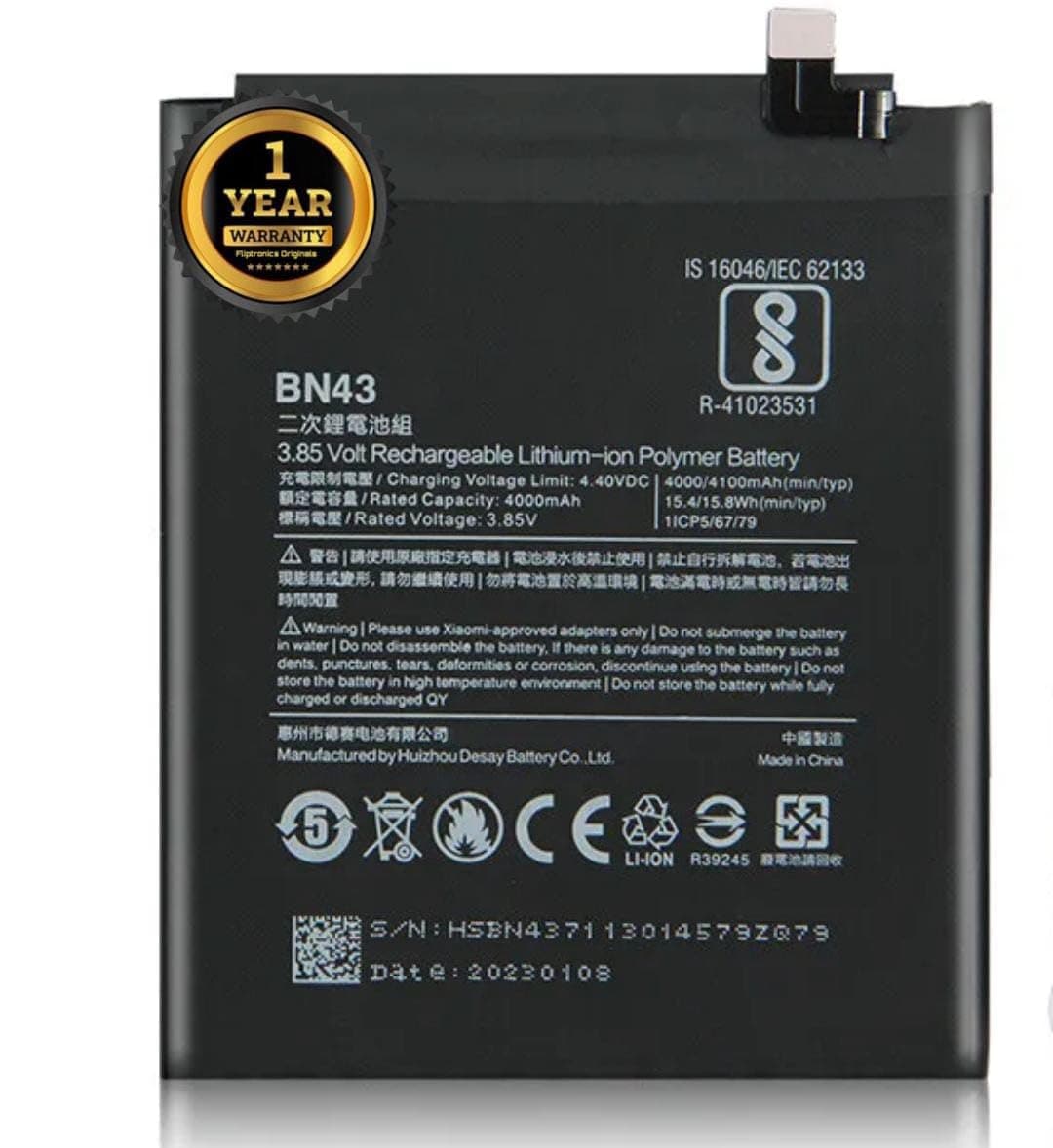 FLIPTRONICS ORIGINALS™ BN43 Battery for Redmi Note 4 Battery with 1 Year Warranty**** (A26)
