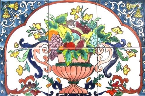 Decorative Ceramic Tiles: Hand Painted Mosaic Murals Home Kitchen Bath Pool Patio Flooring Wall Accent Décor 18 Inch x 12 Inch