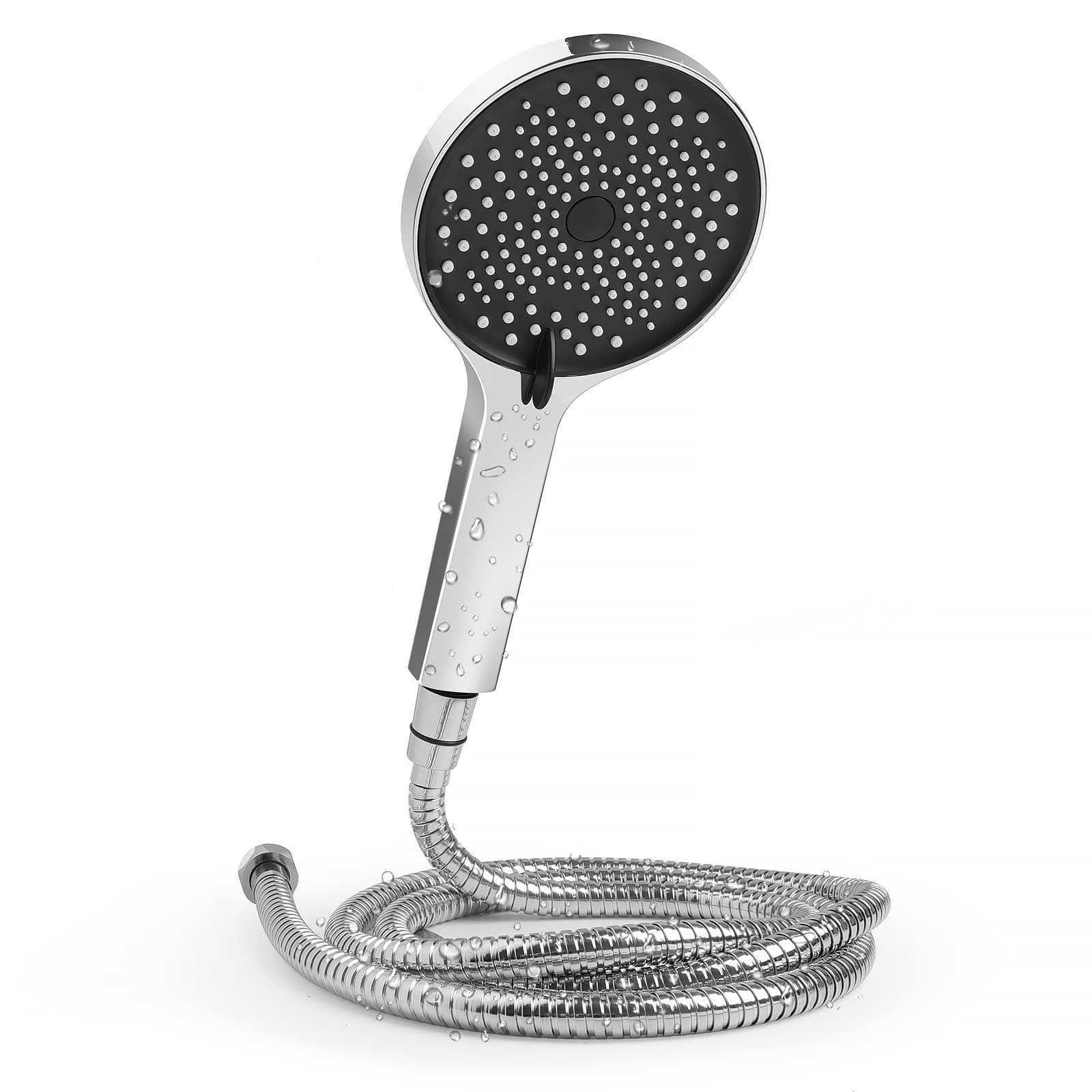 Baytion Stainless Steel Handheld Shower Head Set, 5.12in, 3 Spray Settings, Polished Chrome