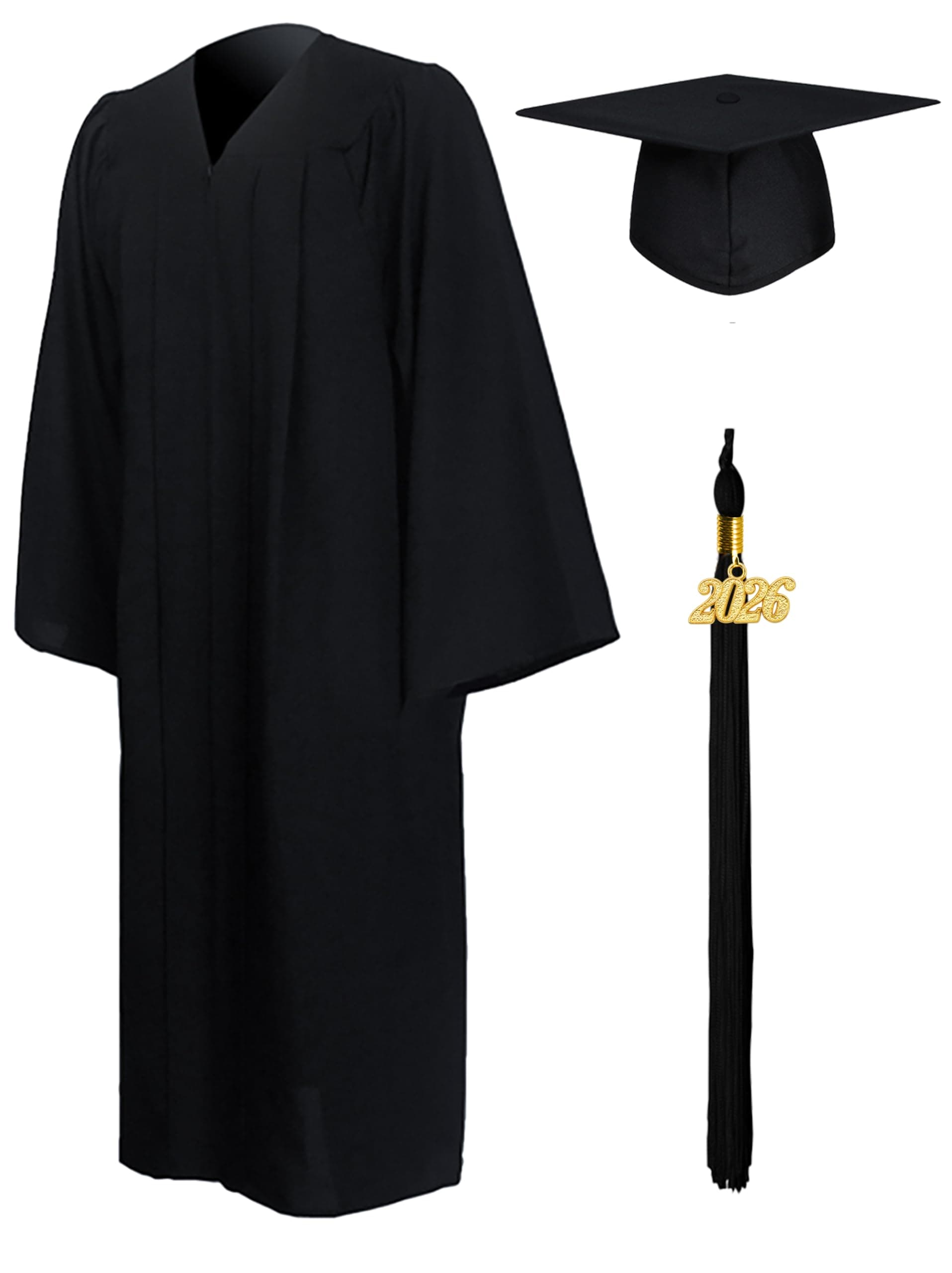 Matte Graduation Gown Cap Tassel Set 2026 for High School and Bachelor