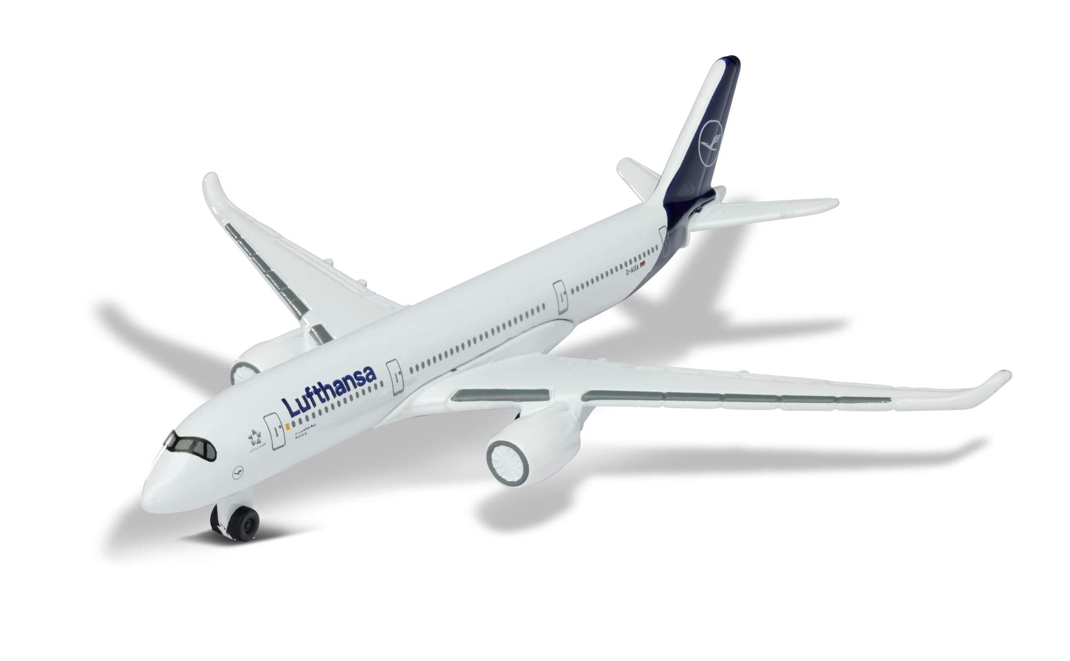 Majorette 212057980Q02 Airbus 350 Lufthansa, Plane, Original Design, Toy, Airplane, Approx. 11 cm, White, for Children Over 3 Years