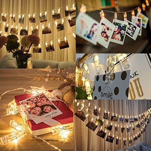 Youlng 50 USB Powered LED Photo Clip String Lights Christmas String Lights Indoor/Outdoor Gorgeous Warm White Light - for Hanging Photos Pictures Cards and Memos (Warm White)
