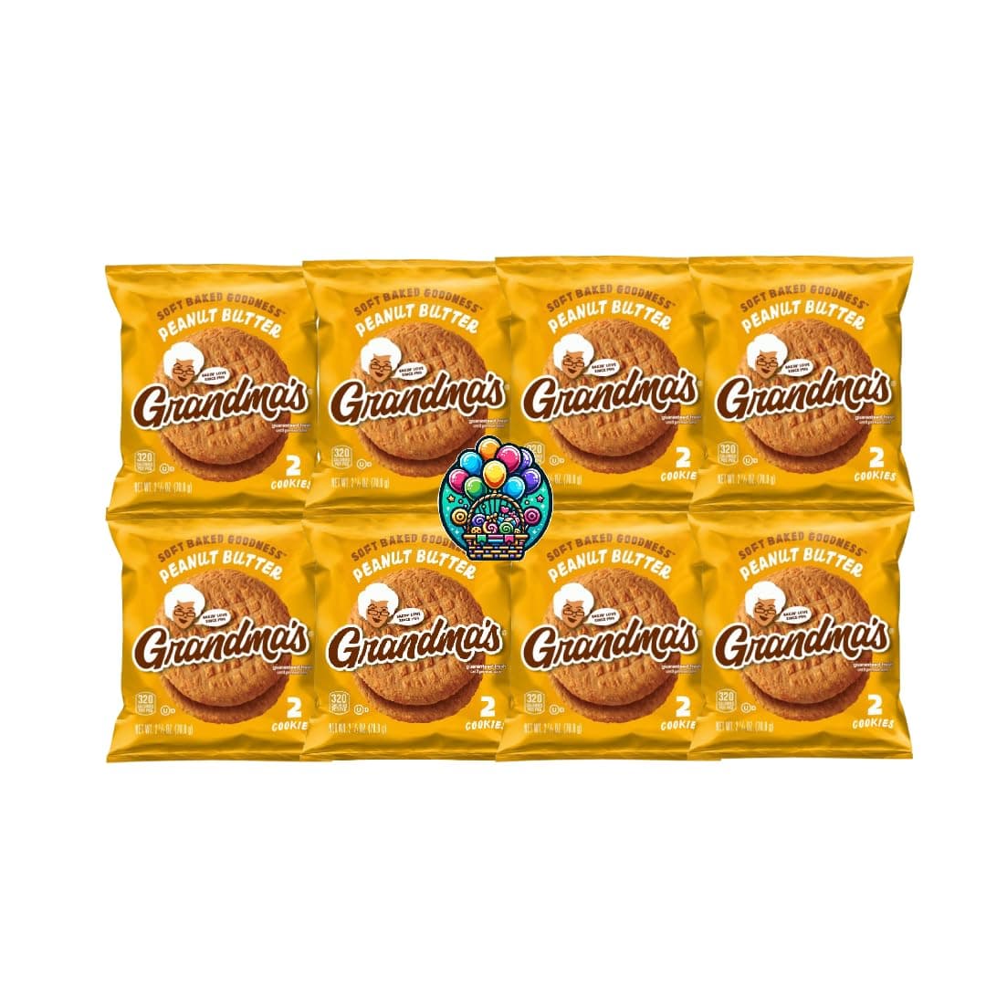 Grandma Cookies Peanut Butter - pack of 8 (2.12oz each) for Halloween, Christmas and more in a NikAn Supplies Bag