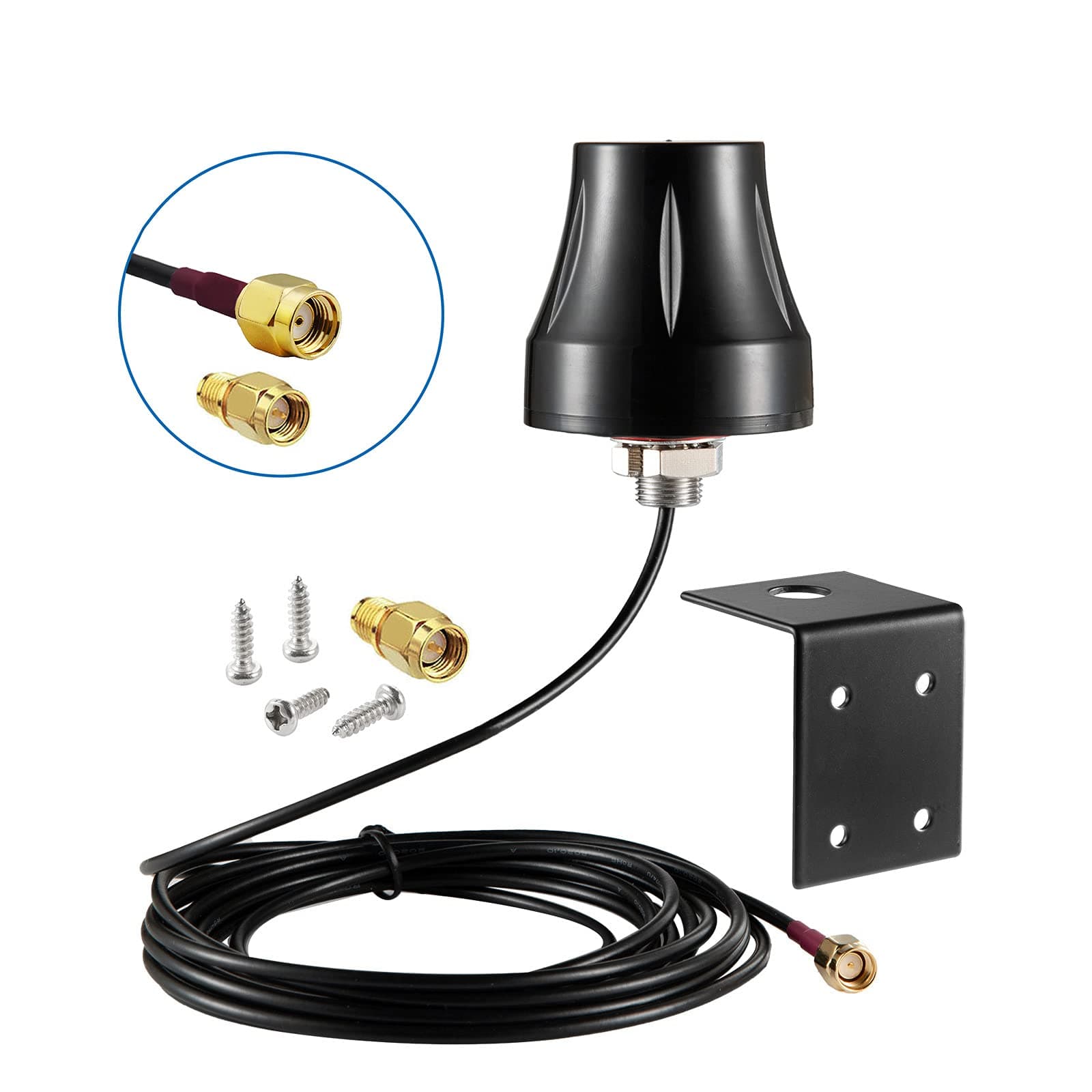 Waterproof Dual Band WiFi 2.4GHz 5GHz 5.8GHz Outdoor 5dBi RP-SMA/SMA Male Antenna for Wireless Vedio Security Camera Surveillance Recorder Vehicle Truck Rear View Backup Camera Reversing Monitor