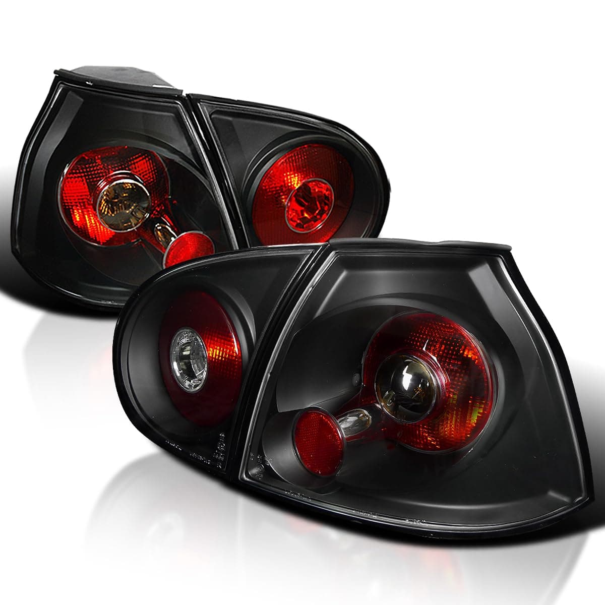 SPEC-D TUNING JDM Black Tail Lights Compatible with 2006-2009 Volkswagen Golf MK5 GTI Rabbit R32, Left + Right Pair Assembly