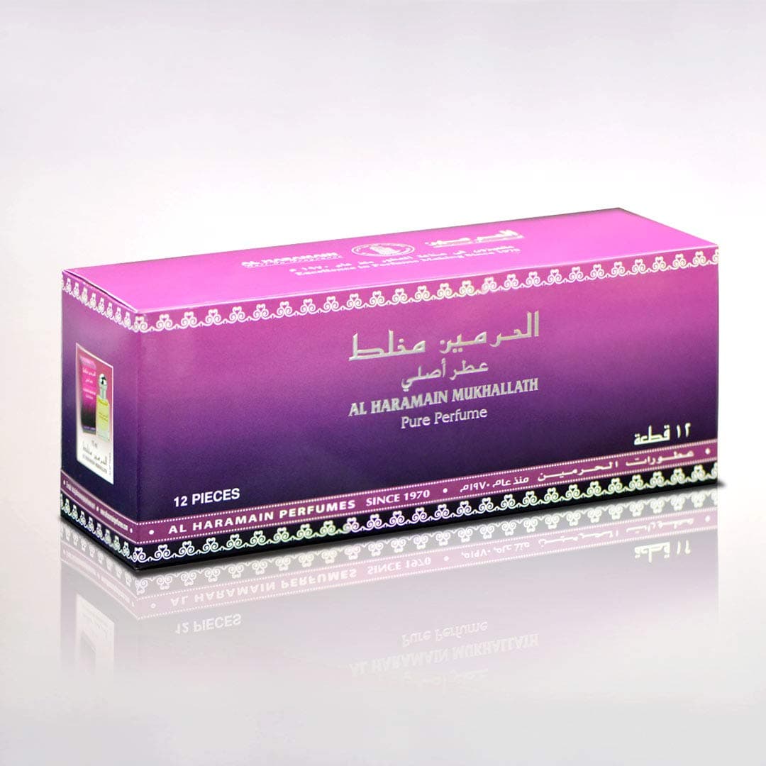 Al Haramain Mukhallath Box Of 12 Attar/Perfume Oil For Unisex, 15 ml
