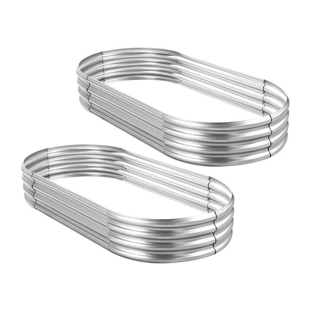 Land Guard 6' Metal Raised Garden Bed, 2 Galvanized Planter Raised Beds for Vegetable........