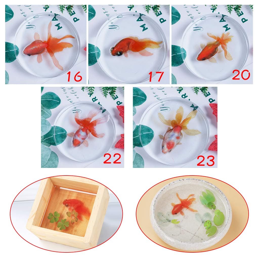 Youliy Gold Fish 3D Mold Resin Stickers 3D Stickers for Handmade Person,Decal Landscape Decorative DIY Crafts Material Decoration Jewelry Filling Tools - Set of 5
