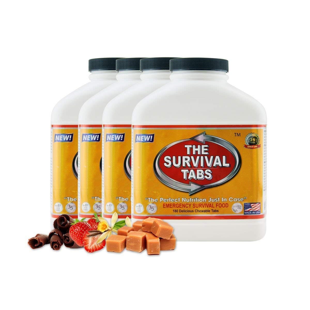 The Survival Tabs 60-Day 720 Emergency Food Ration MREs Food Replacement for Outdoor Activities Disaster Preparedness Gluten Free and Non-GMO 25 Years Shelf Life Long Term - Mixed Flavor