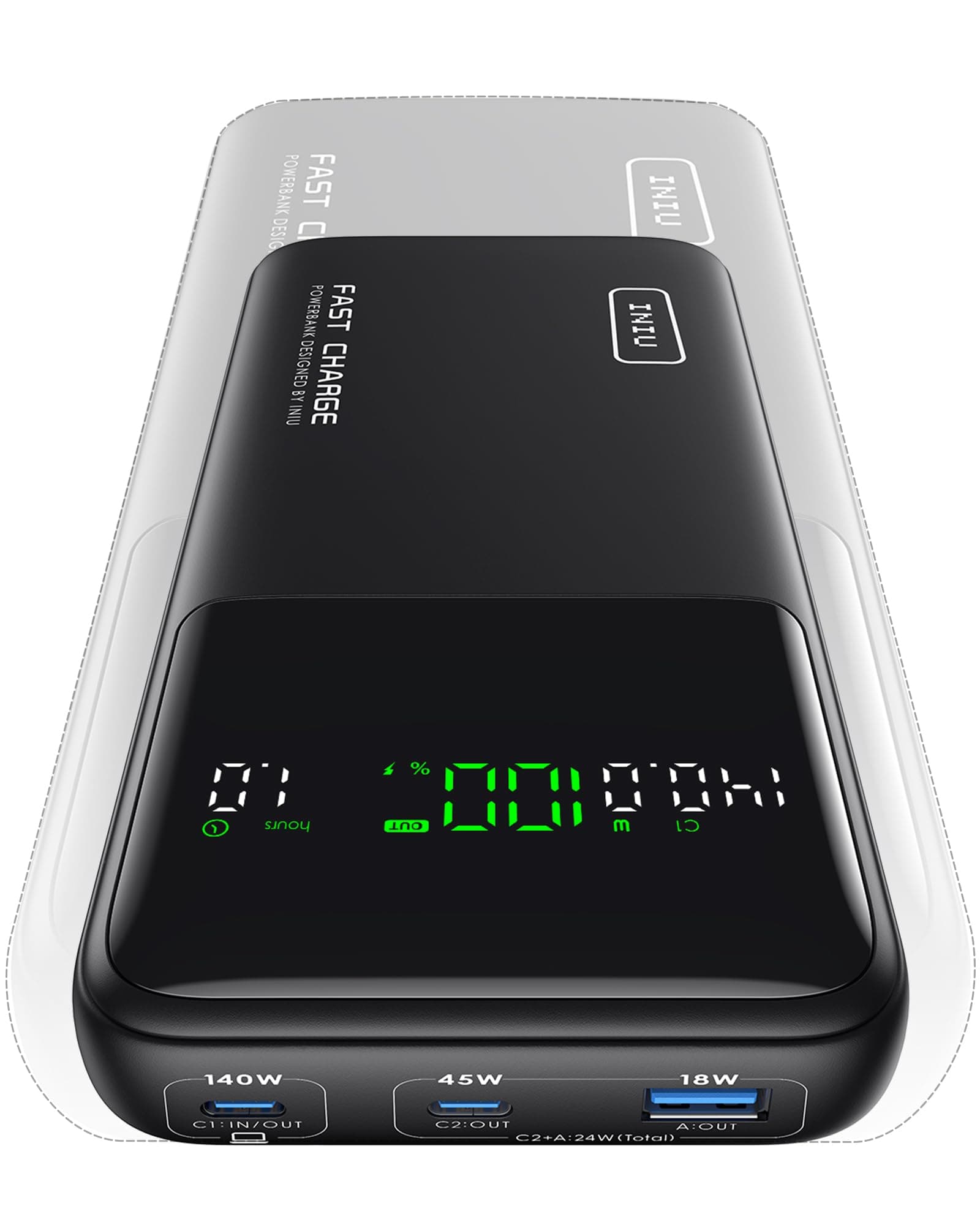INIU 25000mAh Power Bank, Compact High Capacity 140W Laptop Portable Charger, USB C Tablet Powerbank, Digital Display Phone Charger for iPhone 17 16, Samsung, iPad, MacBook, Laptop, Emergency etc