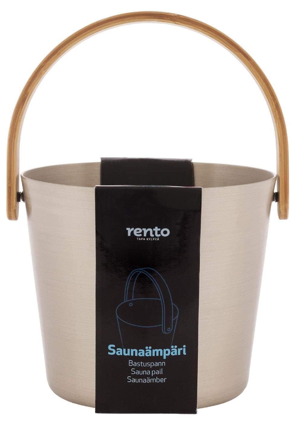 RentoSauna bucket - aluminium with bamboo handle - champagne - 5 litres