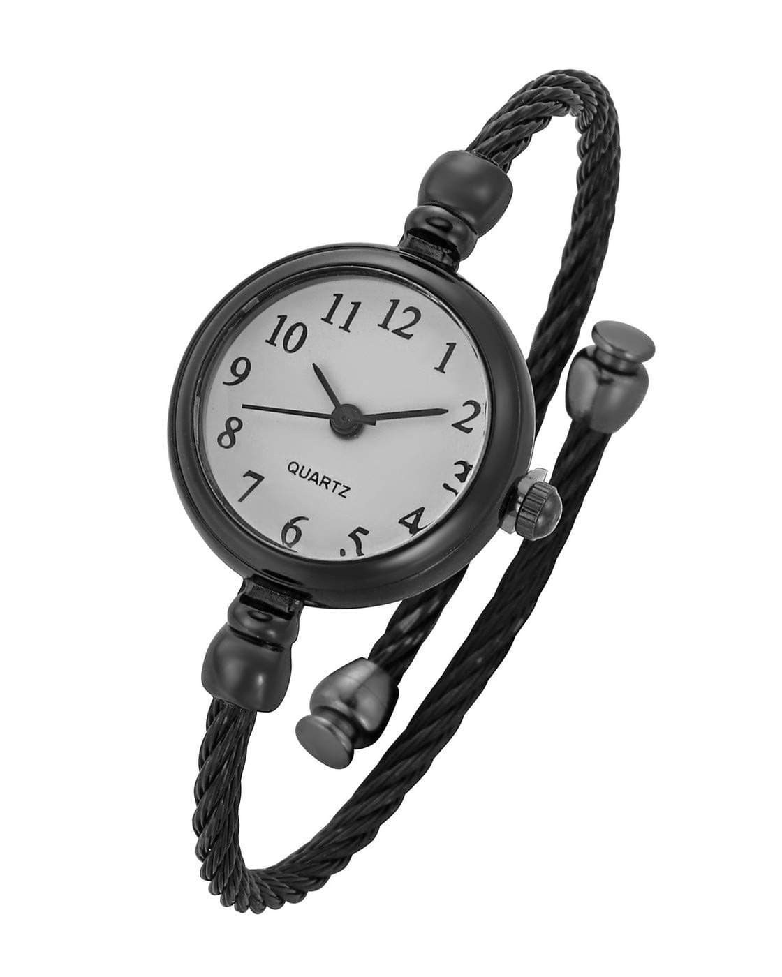 Top Plaza Womens Fashion Analog Quartz Bangle Cuff Wrist Bracelet Watch Elegant Stainless Steel Wire Band Arabic Numerals Dress Watches