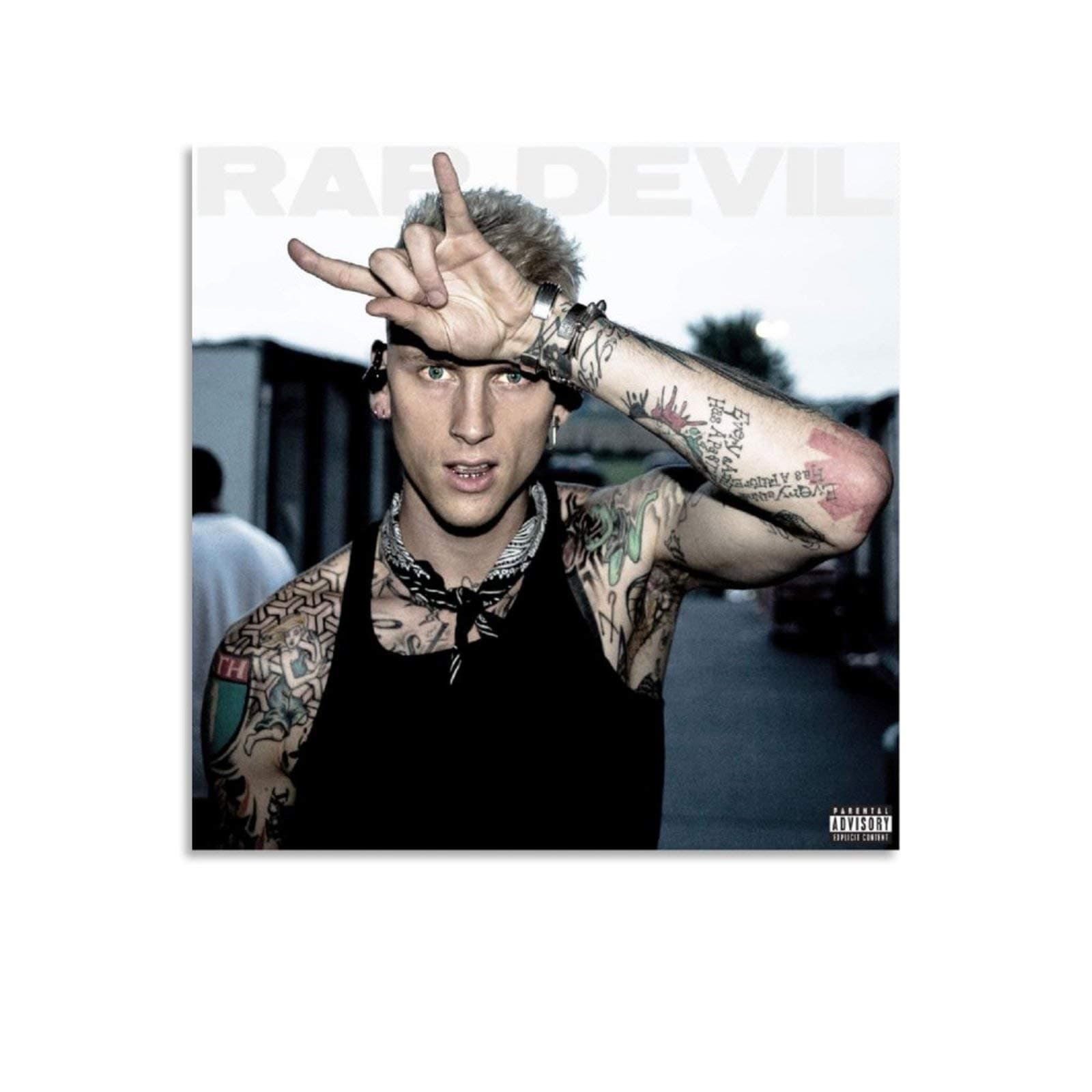 Machine Gun Kelly,American Rapper and Actor,Richard Colson Baker,Rap Devil Album Cover Poster Decorative Painting Canvas Wall Art Living Room Posters Bedroom Painting 12x12inch(30x30cm)