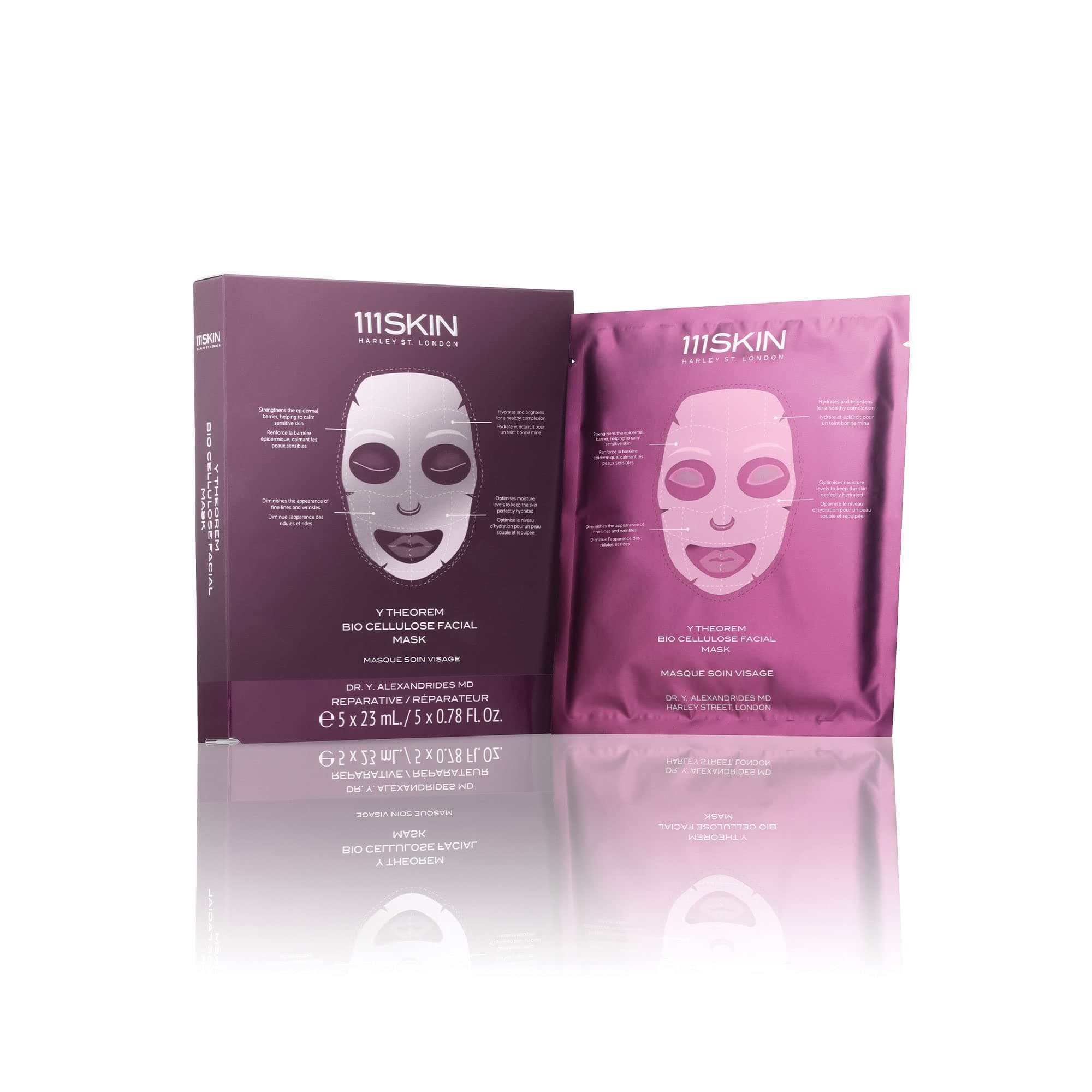 Y Theorem Bio Cellulose Facial Mask | Repair, Rest & Rejuvenate Skin | Set of 5 (0.78 oz each)