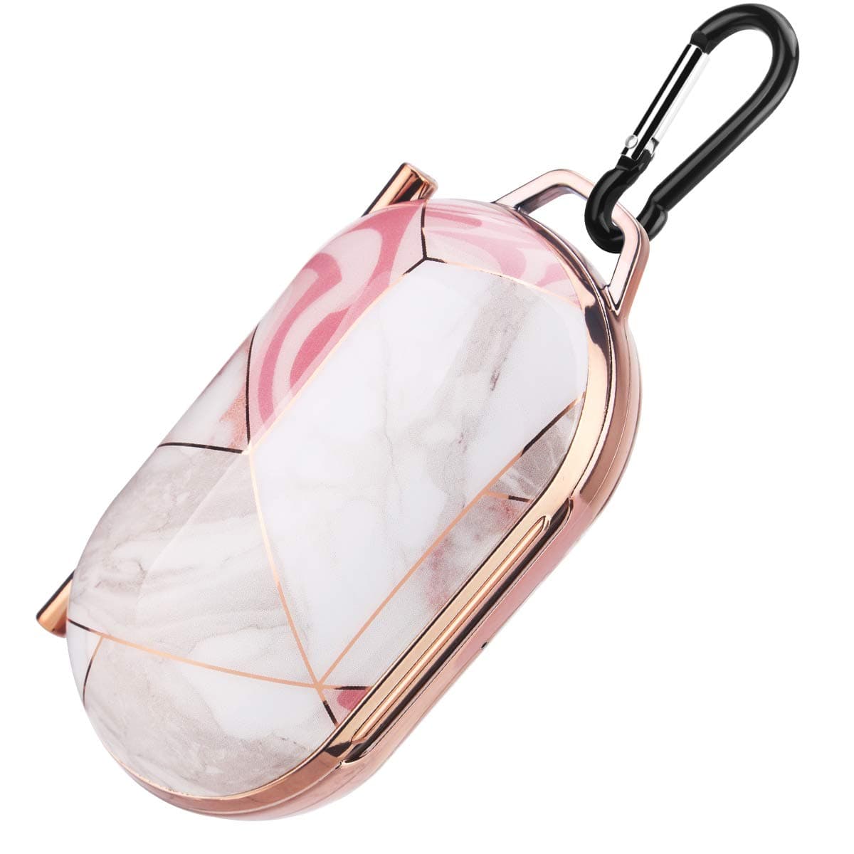 GOLINK Marble Case for Samsung Buds/Galaxy Buds+, Bling Chrome Full Body Protection Hard PC Case Cover with Printing Designs for Samsung Galaxy Earbuds Charging Case(Pink/White/Brown Check)