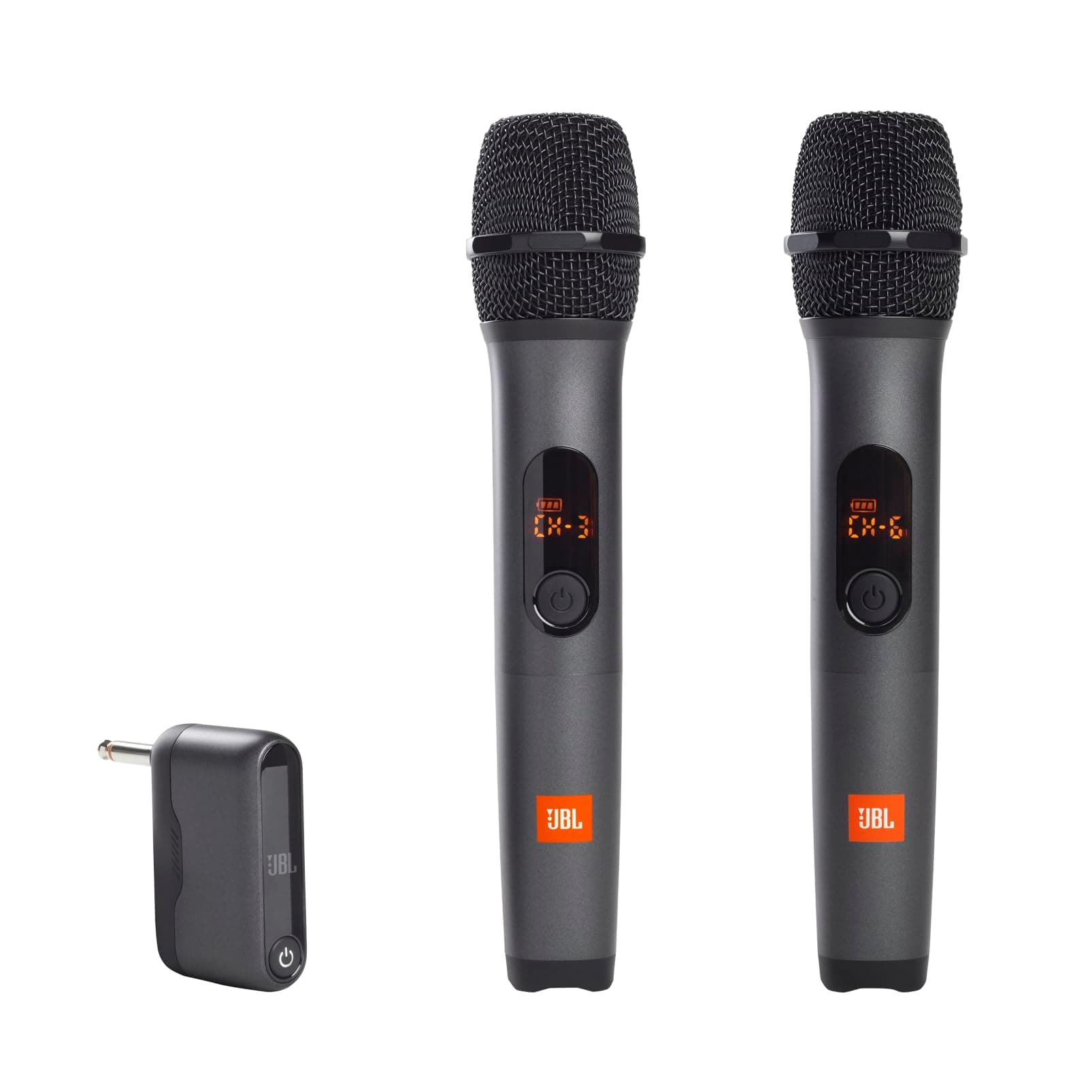 JBL Wireless 2 Microphone System, High Vocal Quality, Rechargeable UHF Dual Channel Wireless Receiver, 6H of Playtime, Plug and Play, Replaceable AA Batteries - Black, JBLWIRELESSMIC, Bluetooth