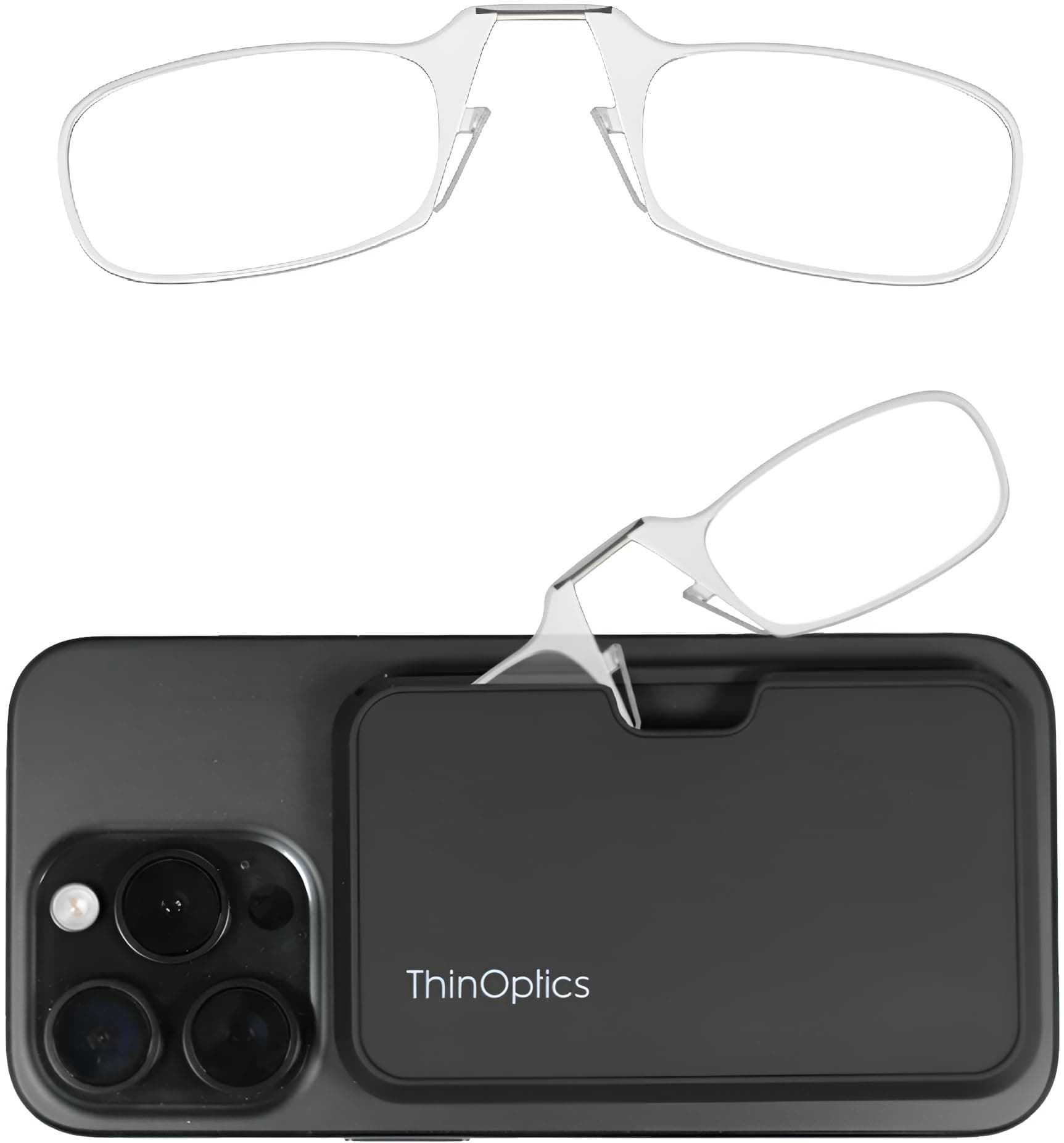 ThinOptics unisex-adult Reading Glasses + Black Universal Pod Case | Clear Frames, 1.50 Strength Readers Clear Frames / Black Case, 44 mm