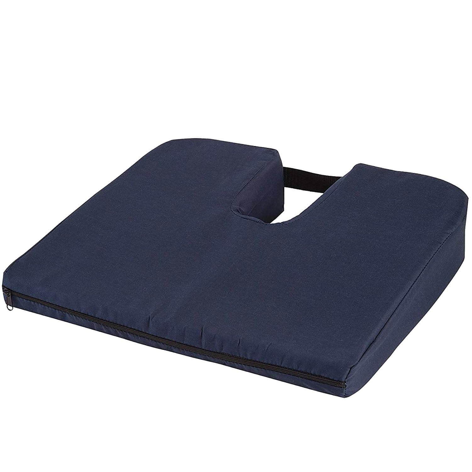 DMI Gradual Slope Seat Cushion for Coccyx, Sciatica and Tailbone Pain Used With Dining Room Chairs, Desk Chairs, Car Seats or Wheelchair Cushions, Machine Washable-Cover, 15 Inch, Navy