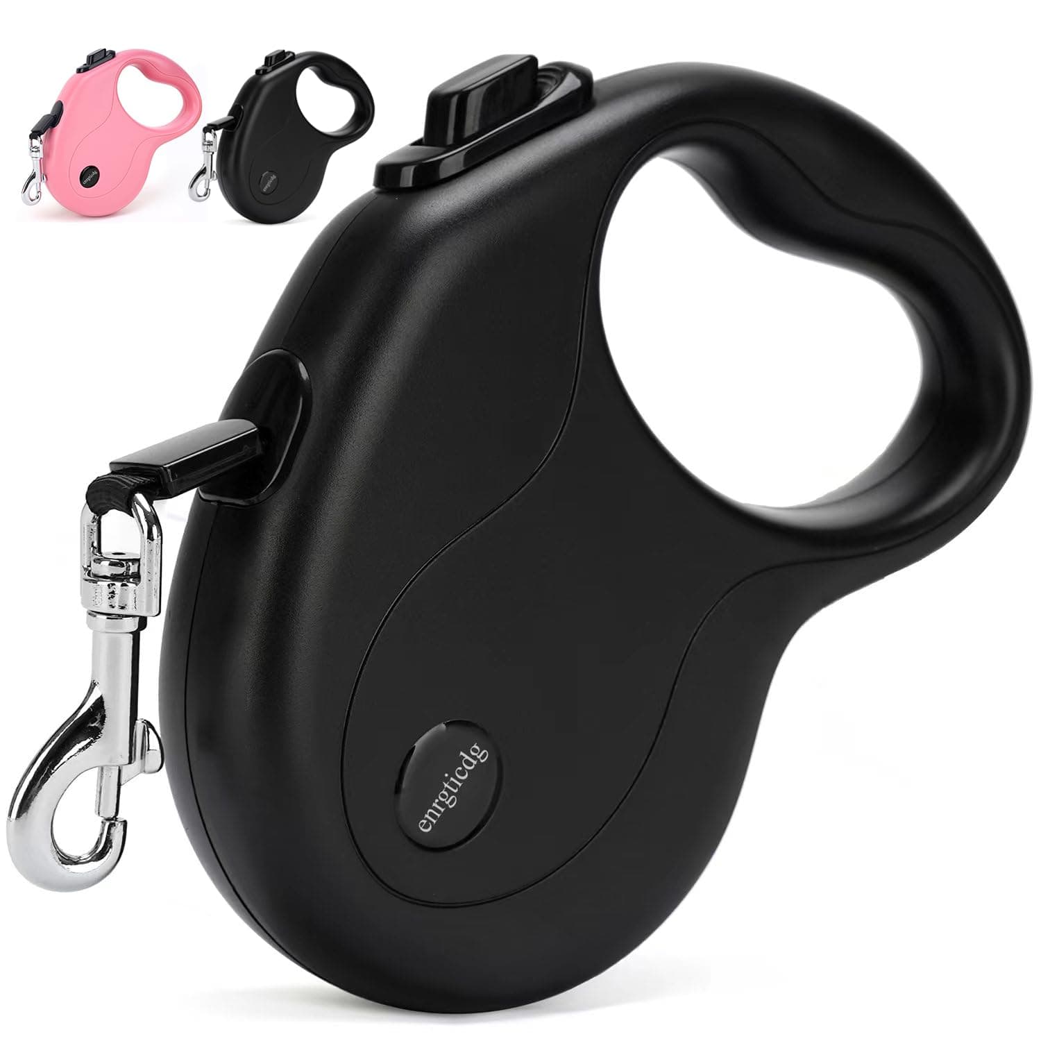 16Ft Retractable Dog Leash,Light Weight Leash for Small to Medium Dogs/Cats Up to 50lbs,Stainless Steel Spring Strong Nylon Tape, Tangle Free, One-Handed Brake.(Black)