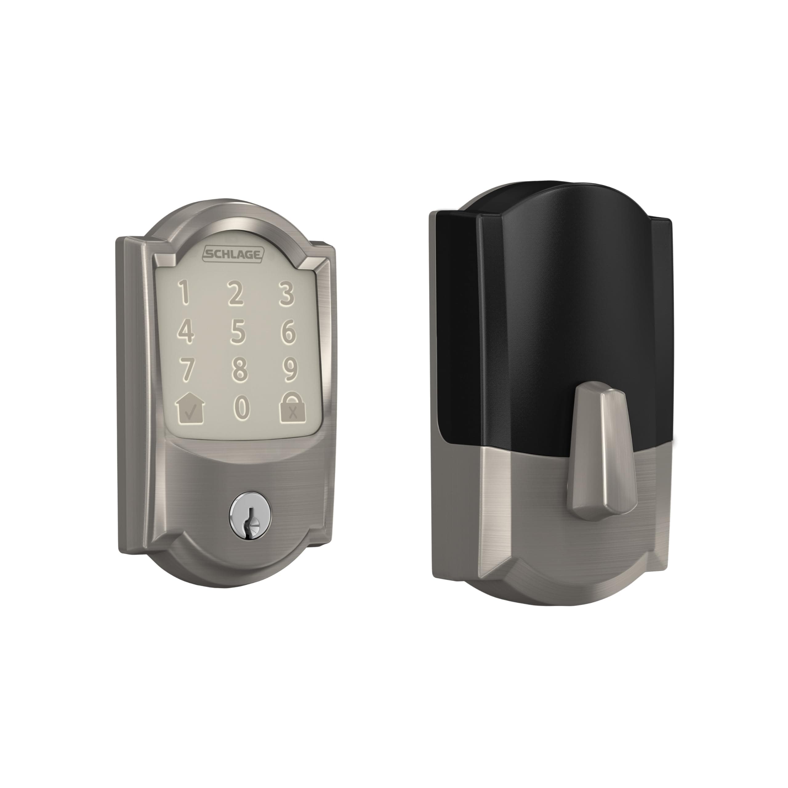 Encode Smart Wi-Fi Deadbolt with Camelot Trim in Satin Nickel