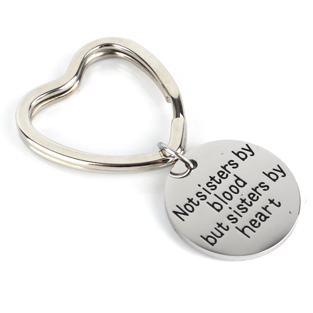 Stainless Steel Key Chain Not Sisters by Blood But Sisters by Heart Pendant Family Friend Gift(Stainless Steel) Keychain Ring - Best Christmas Gift Idea by ELSKA