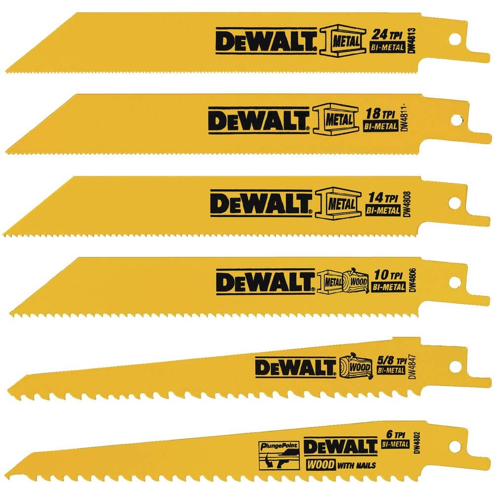 Reciprocating Saw Blade Set for Metal and Woodcutting, 6 Piece (DW4856)