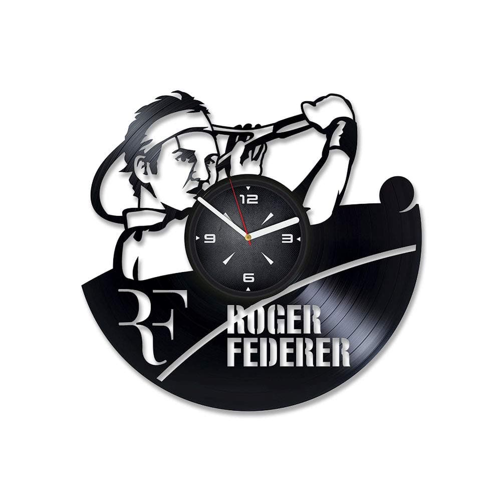 Roger Federer Tennis Vinyl Record Wall Clock. Decor for Bedroom, Living Room, Kids Room. Gift for Him or Her. Christmas, Birthday, Holiday, Housewarming Present.