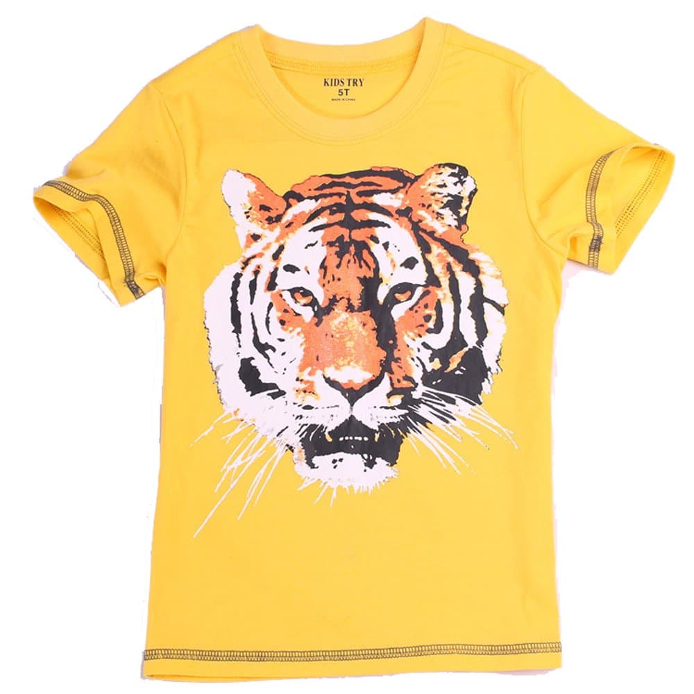 Plog Kids Baby Mountain Tiger Tshirt Big Animal Face Graphic Tee