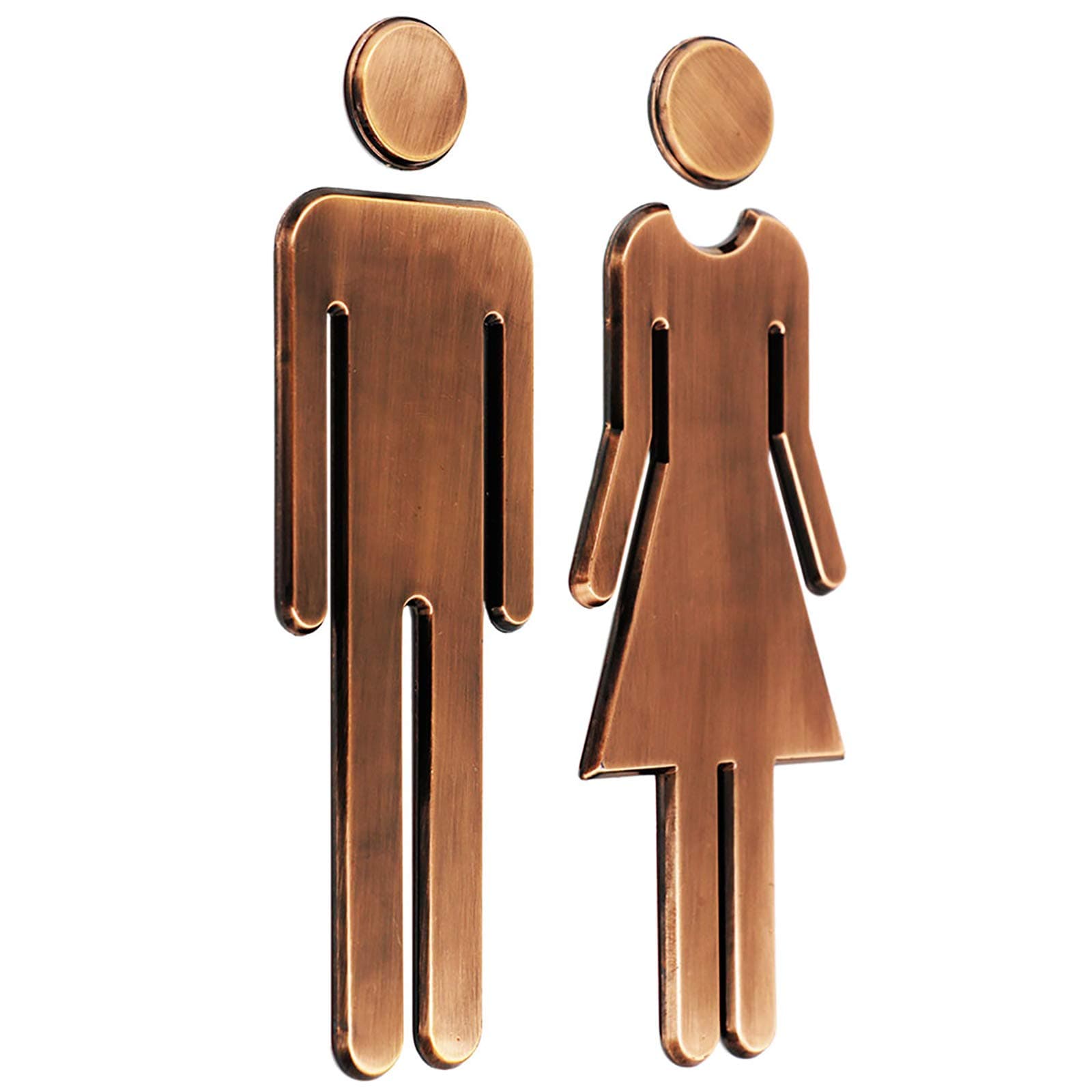 BPA RJWKAZ 7.8" Premium Bathroom Sign Acrylic Adhesive Backed Men's and Women's Toilet (Bronze)