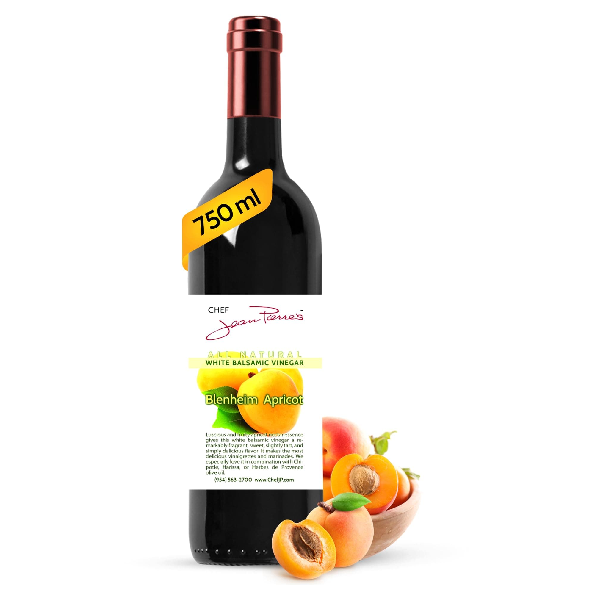Chef Jean Pierre's Italian Balsamic Vinegar - 750ml (25oz) Rich Apricot Flavor, 12-Years Traditional Barrel Aged - Ideal For Enhancing Your Meals