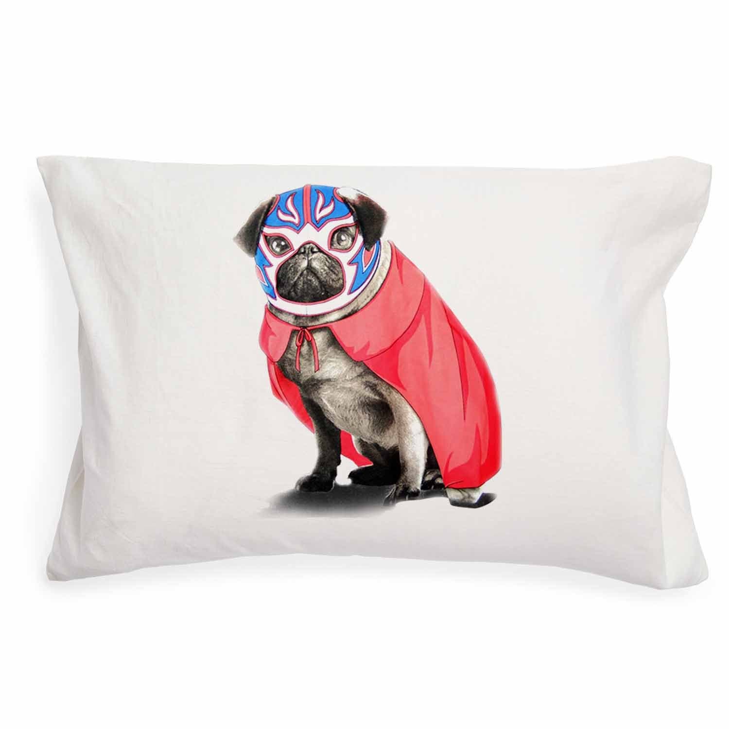 Pug In A Wrestling Mask And Cape Pillow Case