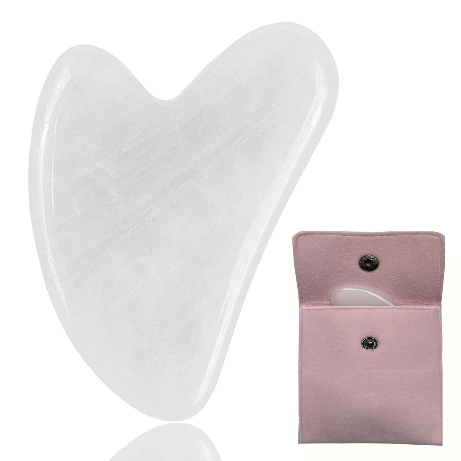 Gua Sha Facial Tools, Jade Gua Sha Stones Massage Scraping for Physical Therapy, for Face, Eyes, Neck and Body (White)