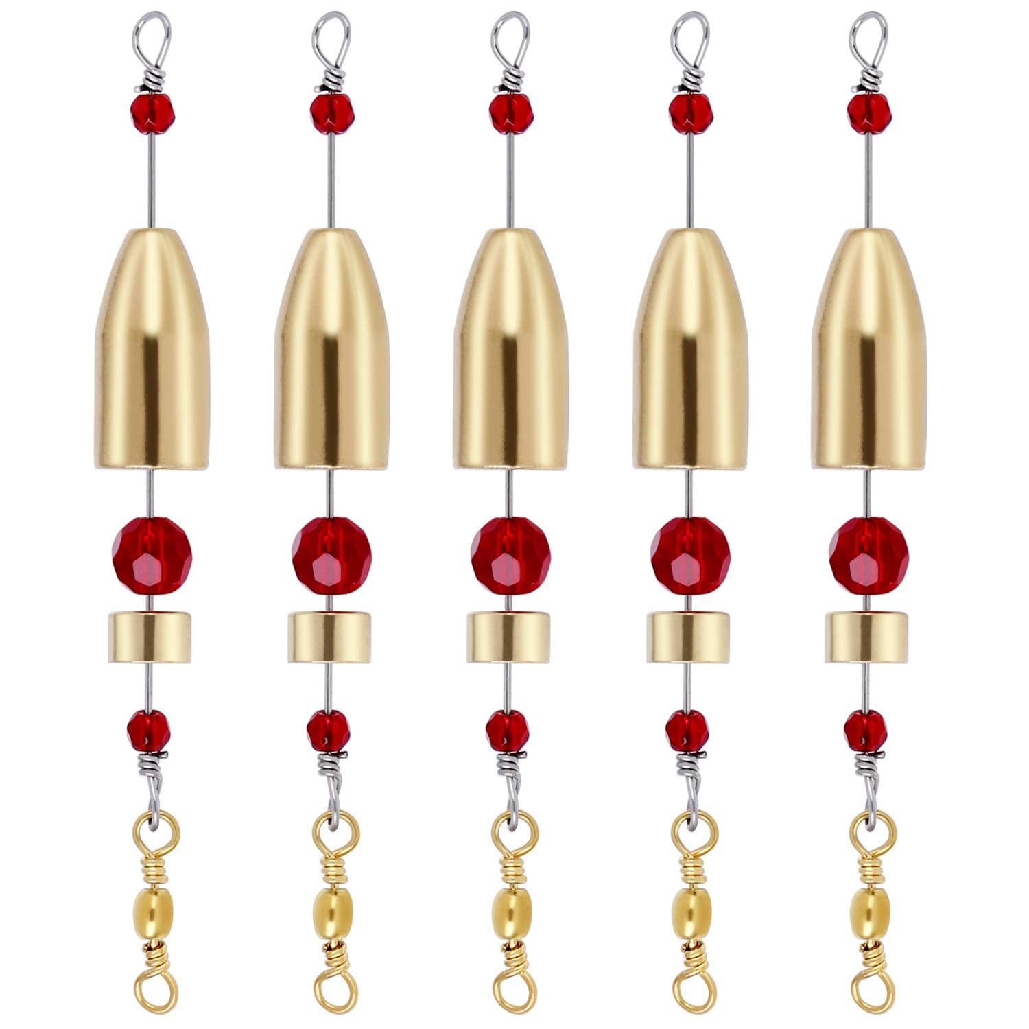 Sougayilang Fishing Sinkers Set with Brass Sinker Weights Jig Hooks Fishing Swivel Ring Connector Plastic Box for Freshwater Saltwater Bass Fishing