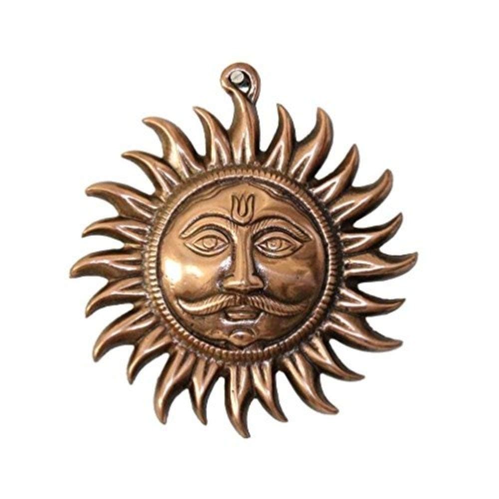 APKAMART Hand Crafted Metal Sun Wall Hanging - 7.4 Inch Height - Wall Showpiece For Wall Decor, Home Decor, Room Decor, Vastu And Gifts